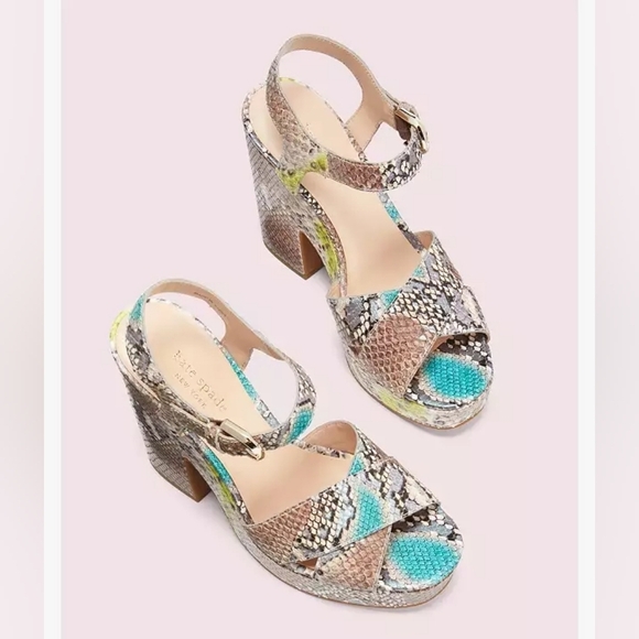 Kate Spade Grace Platform Sandals Lemon Sorbet NIB Retail $228 Sold Out - Picture 3 of 14